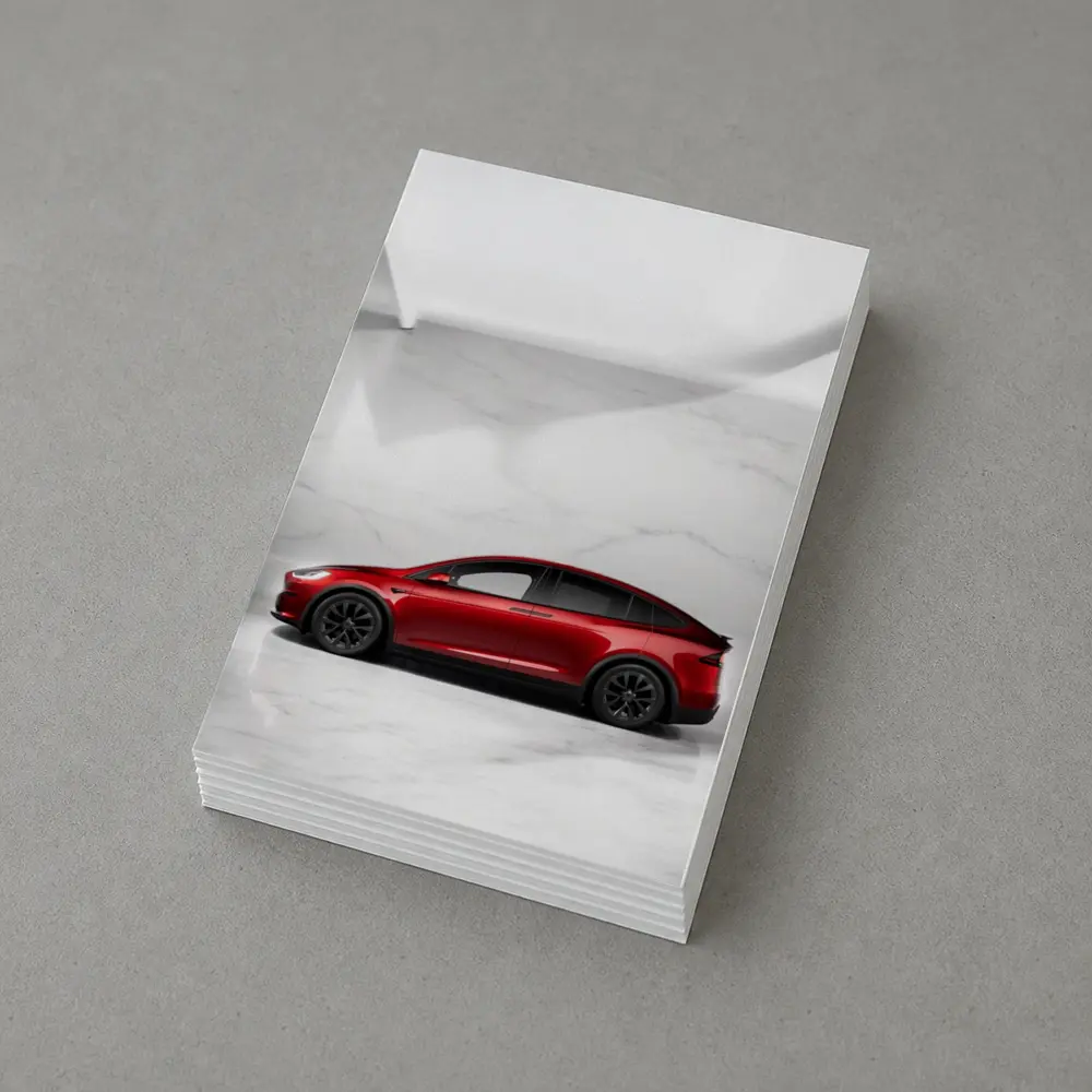 Tesla Model X Red On Marble Floor – Postcards
