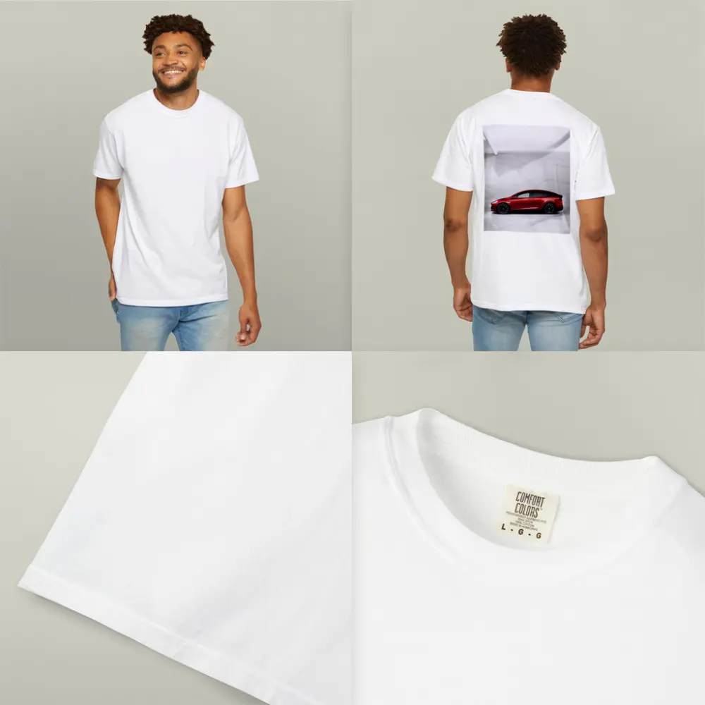 Tesla Model X Red On Marble Floor – T-Shirts