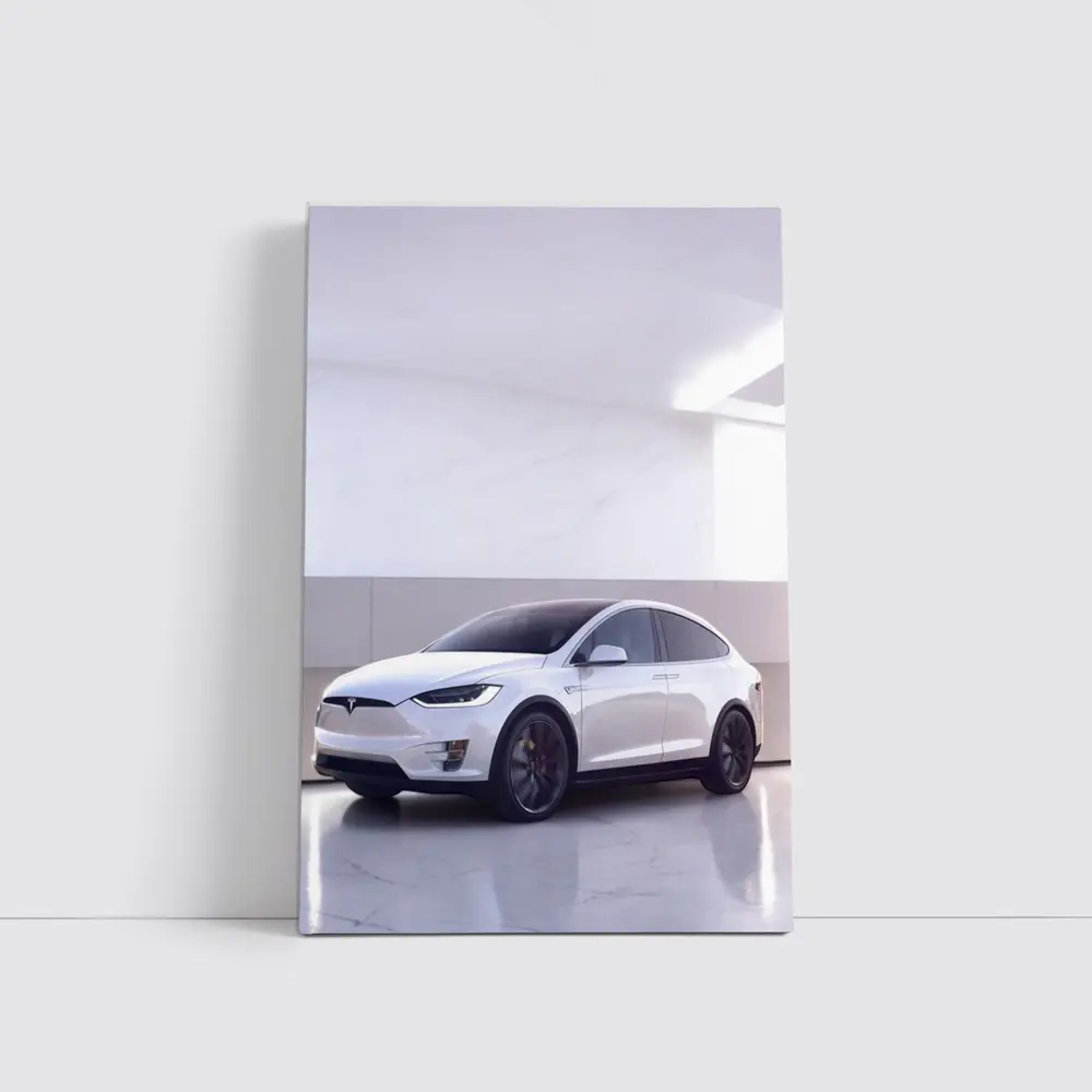 Tesla Model X White Marble Showroom – Wall Art
