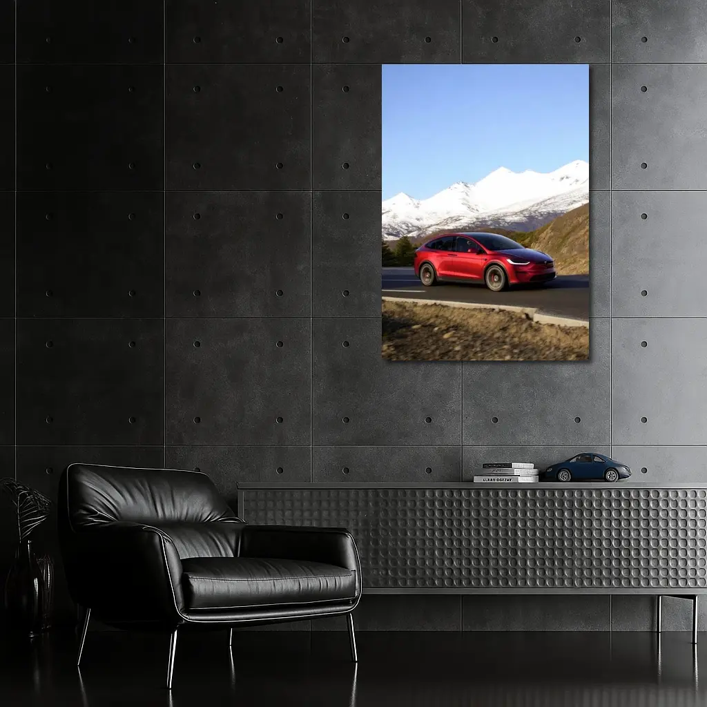 Tesla Model X Red Mountain Road Drive – Wall Art