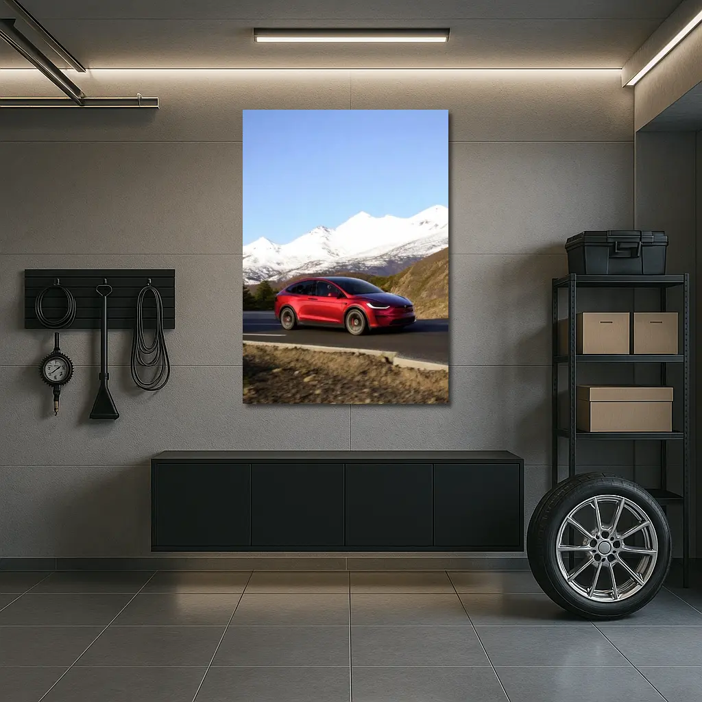 Tesla Model X Red Mountain Road Drive – Wall Art