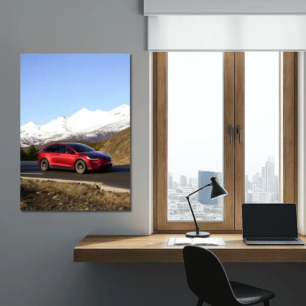 Tesla Model X Red Mountain Road Drive – Wall Art