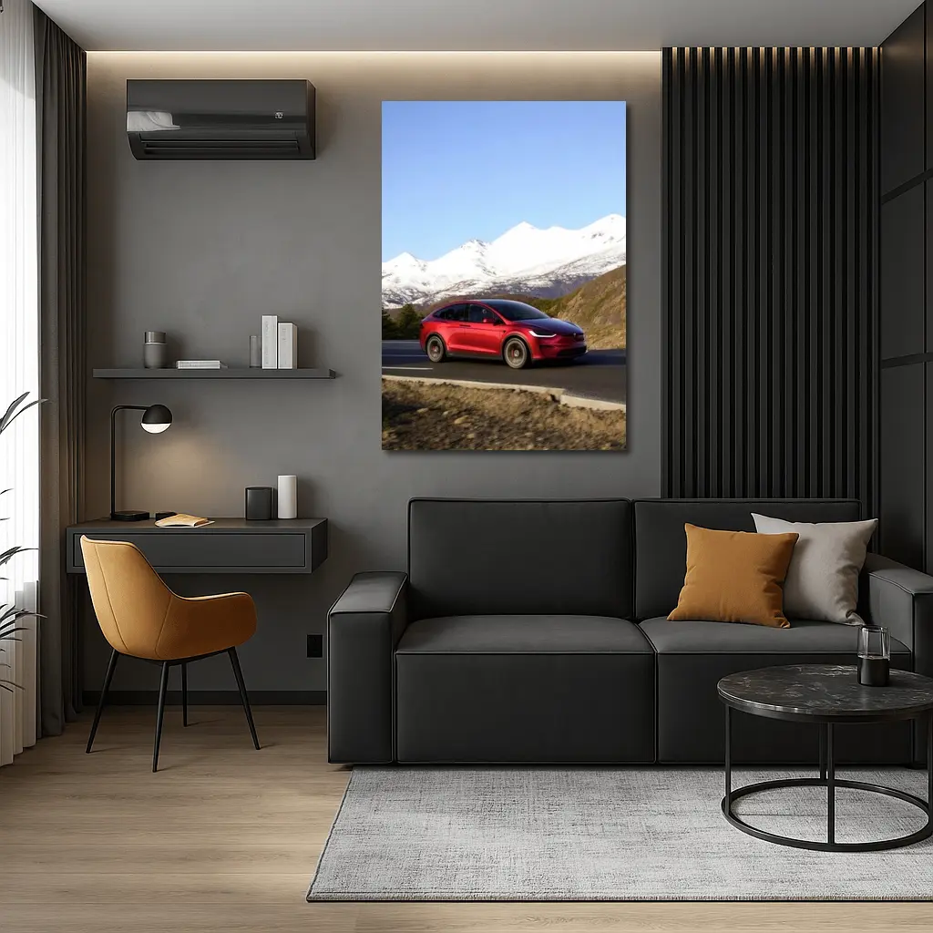 Tesla Model X Red Mountain Road Drive – Wall Art