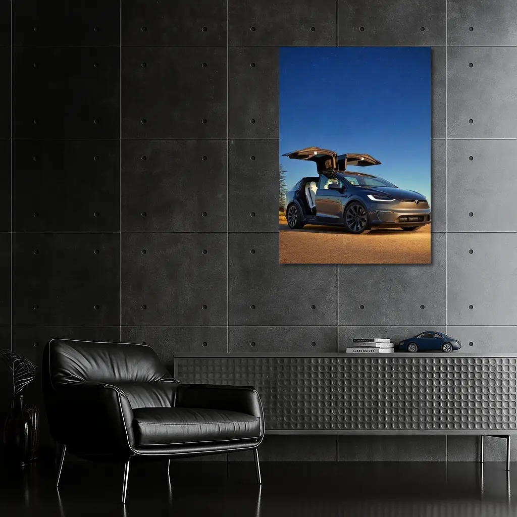 Tesla Model X Falcon Wings Night Sky – Wall Art