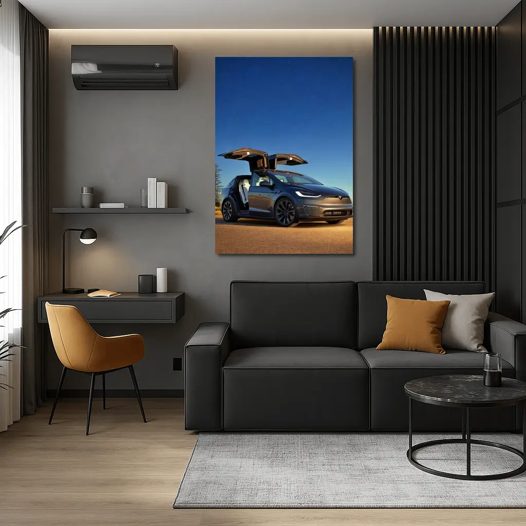 Tesla Model X Falcon Wings Night Sky – Wall Art