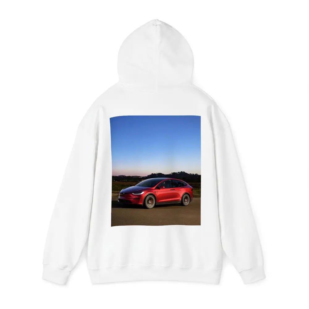 Tesla Model X Red Dusk Road Drive – Hoodies
