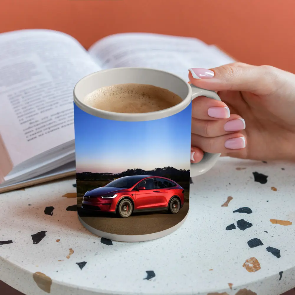 Tesla Model X Red Dusk Road Drive – Mugs
