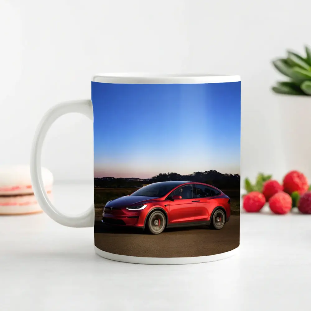 Tesla Model X Red Dusk Road Drive – Mugs