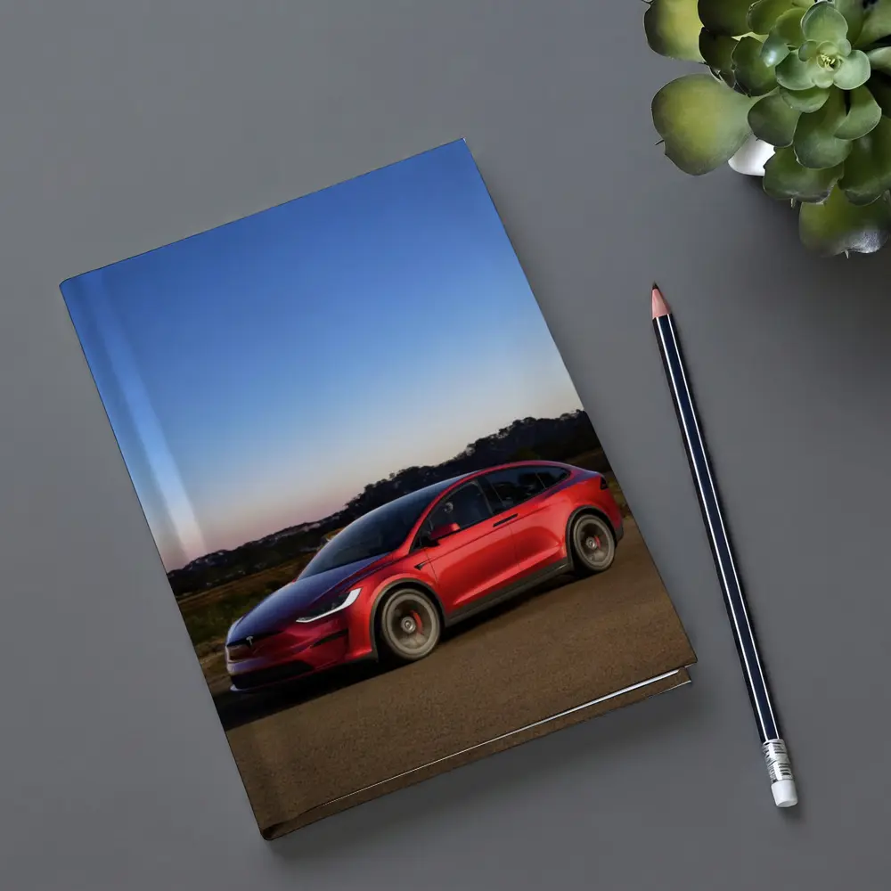 Tesla Model X Red Dusk Road Drive – Notebooks