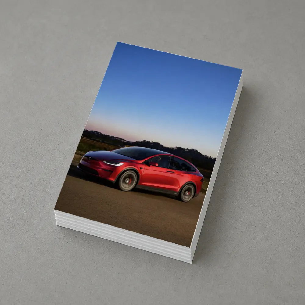 Tesla Model X Red Dusk Road Drive – Postcards