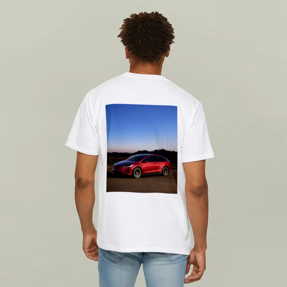 Tesla Model X Red Dusk Road Drive – T-Shirts