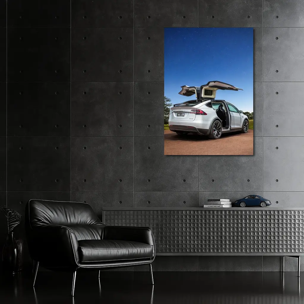 Tesla Model X Falcon Wings Night Sky – Wall Art