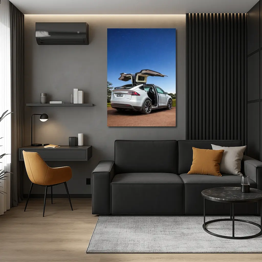 Tesla Model X Falcon Wings Night Sky – Wall Art