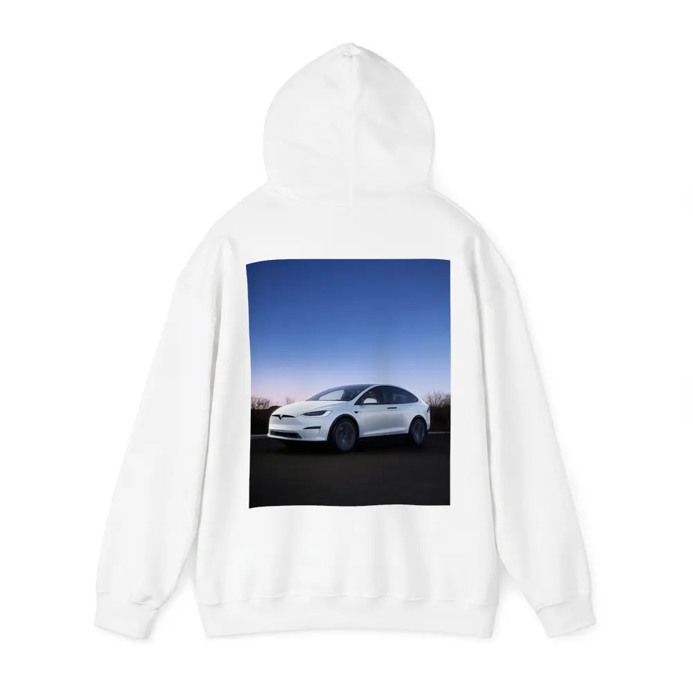 Tesla Model X White Under Night Sky – Hoodies
