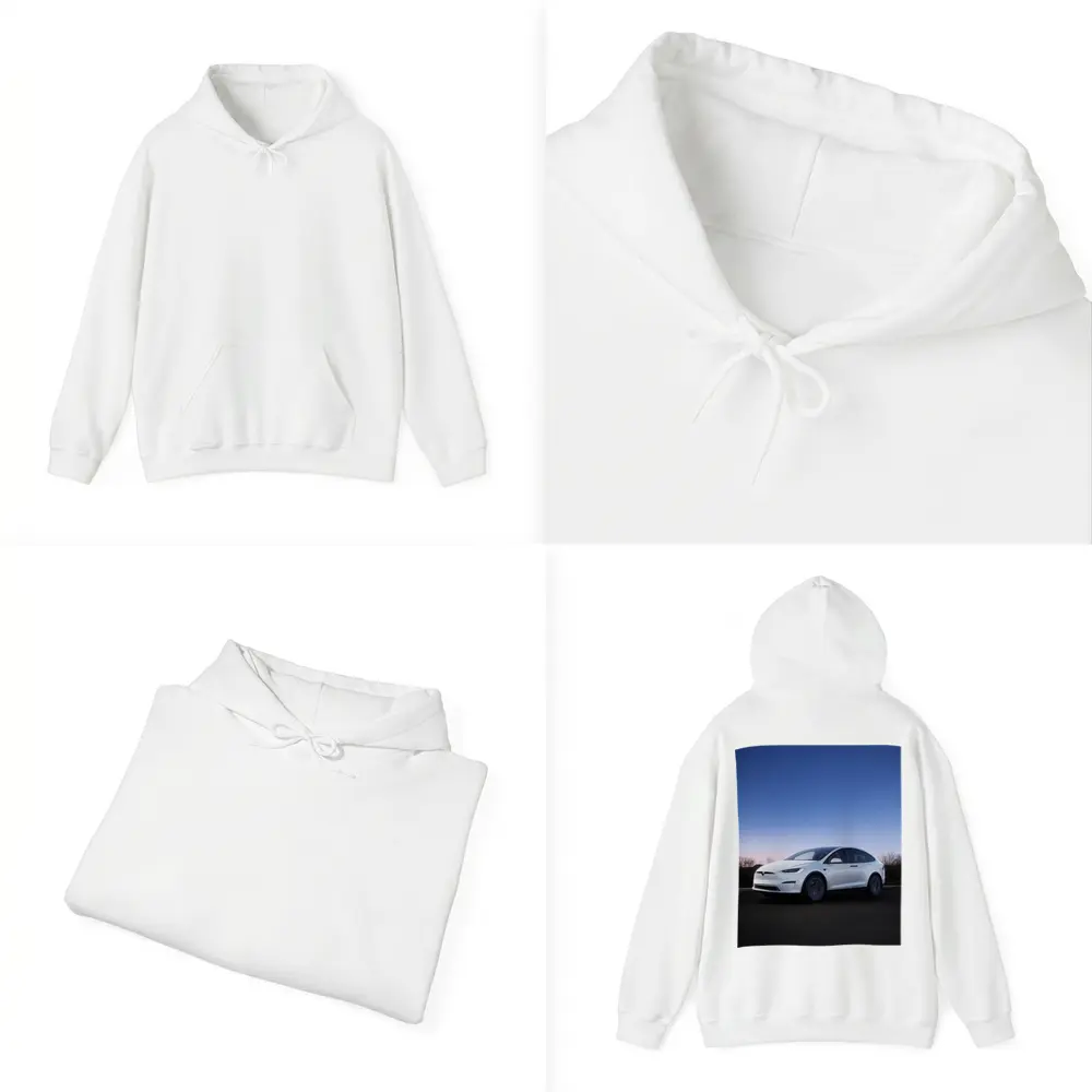 Tesla Model X White Under Night Sky – Hoodies