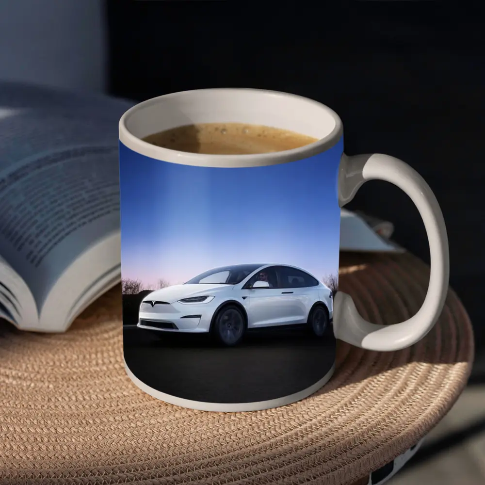 Tesla Model X White Under Night Sky – Mugs