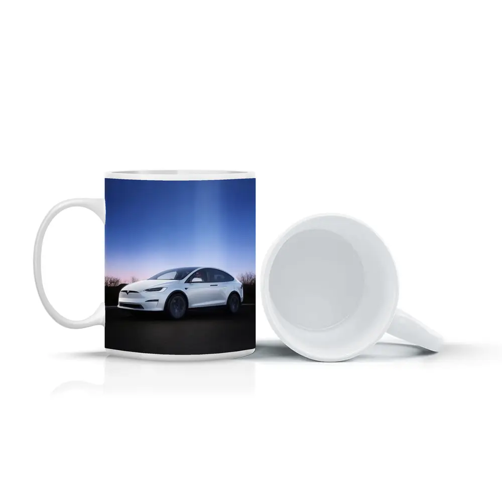 Tesla Model X White Under Night Sky – Mugs