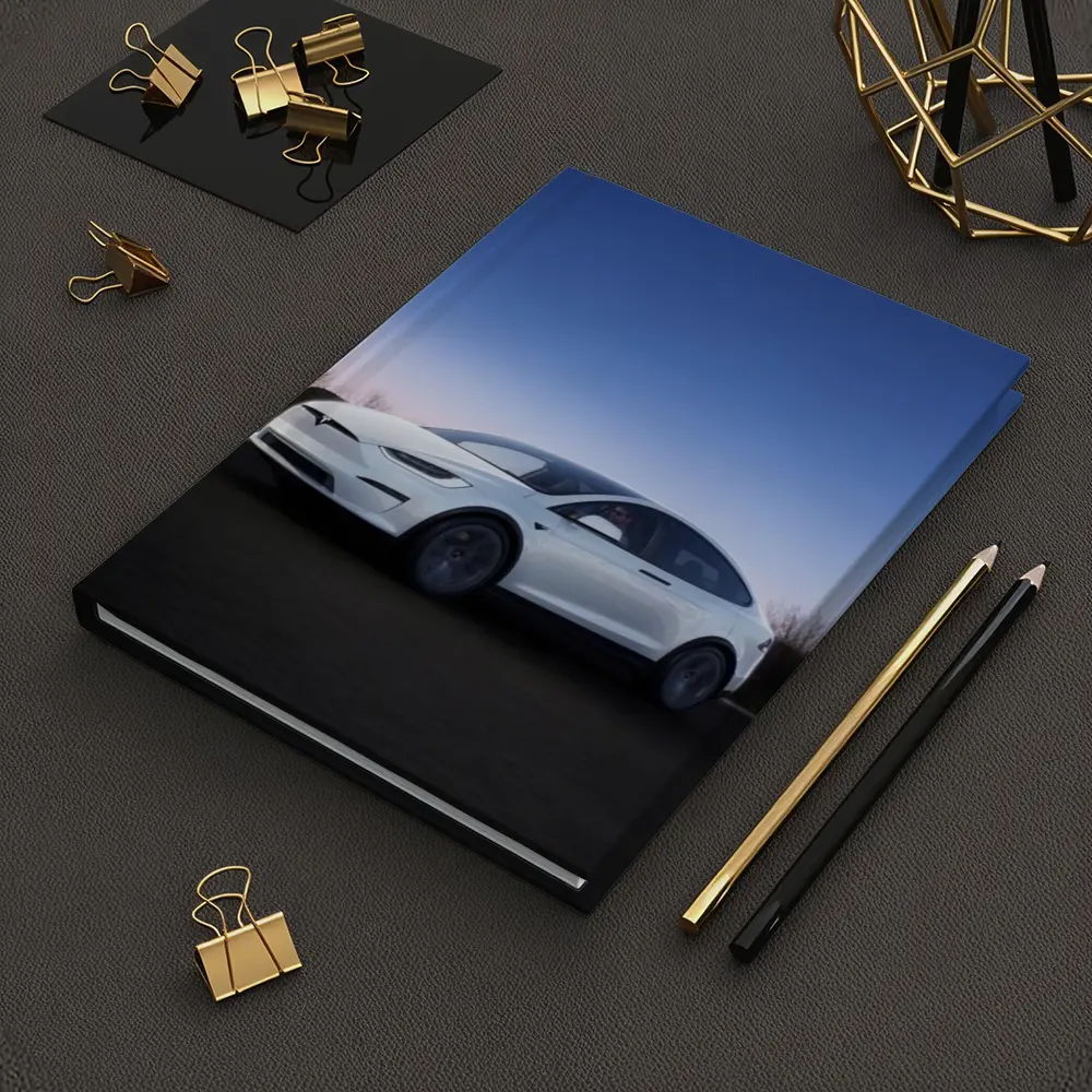 Tesla Model X White Under Night Sky – Notebooks