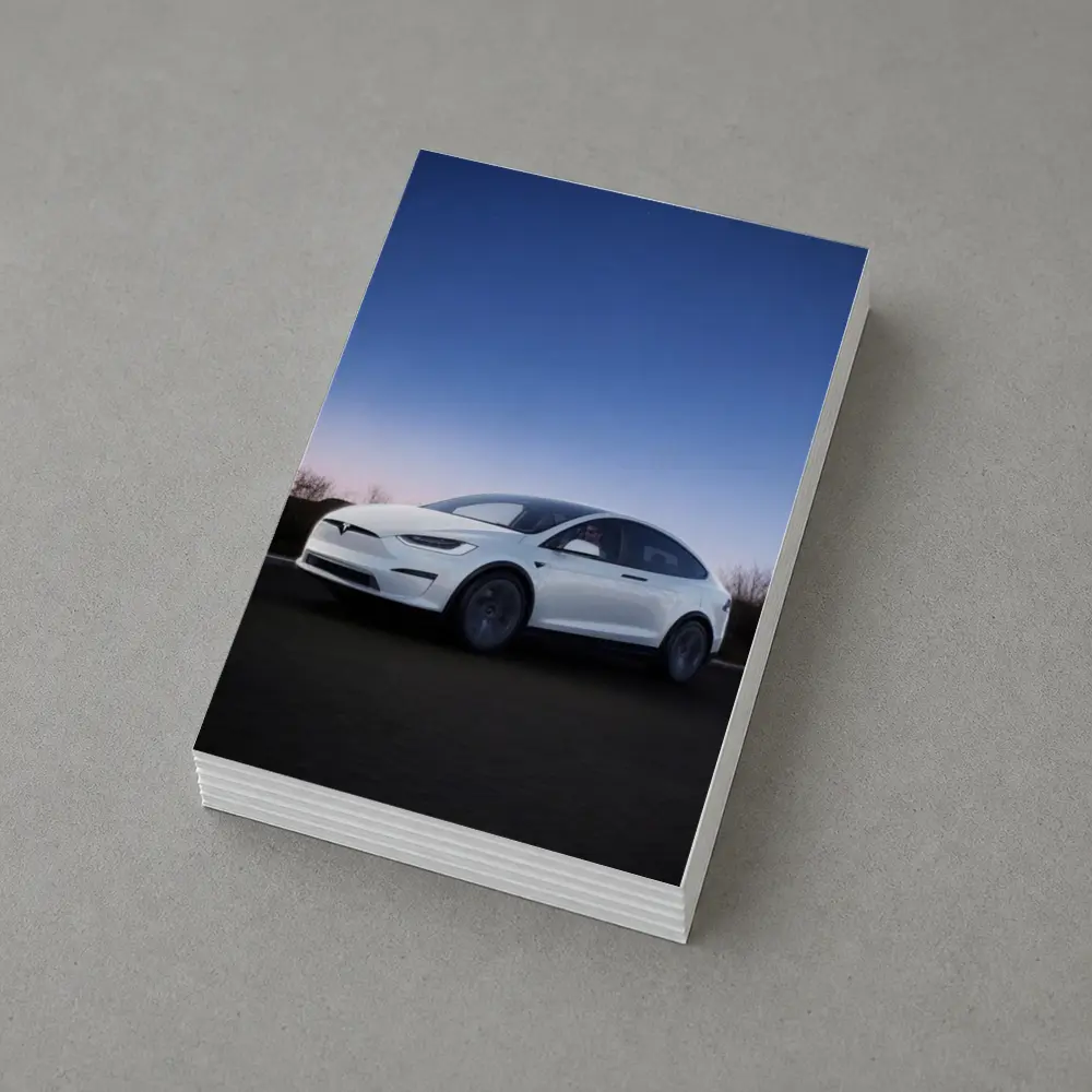 Tesla Model X White Under Night Sky – Postcards