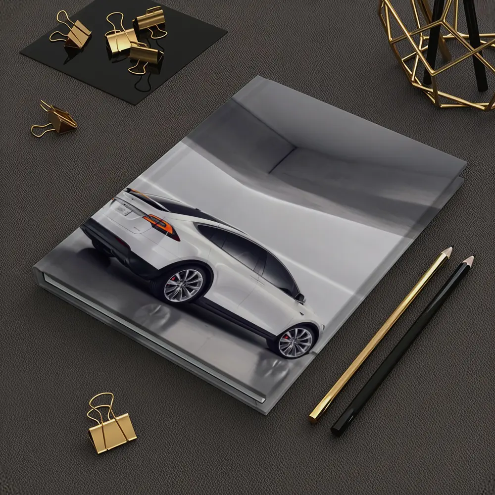 Tesla Model X White Studio Minimal Background – Notebooks