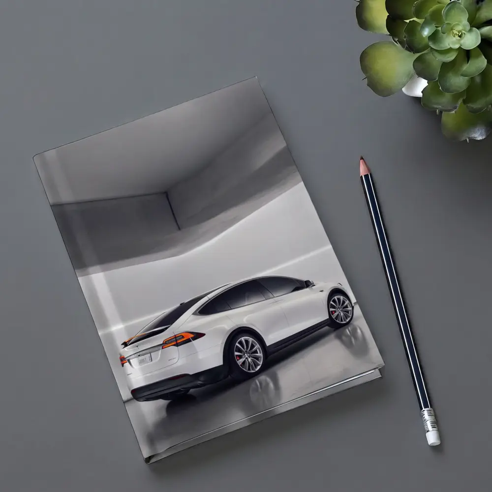 Tesla Model X White Studio Minimal Background – Notebooks