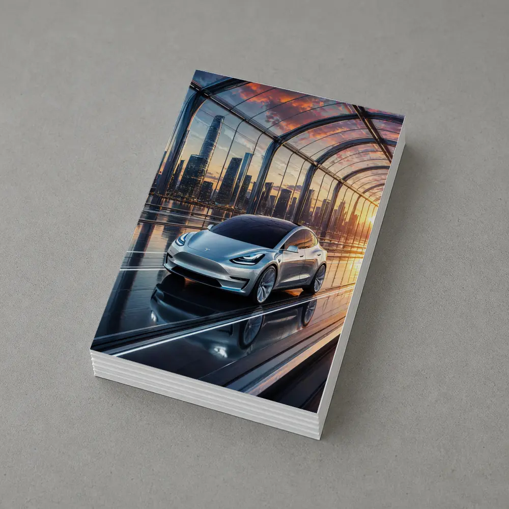 Tesla Model Y Futuristic City Skyline – Postcards