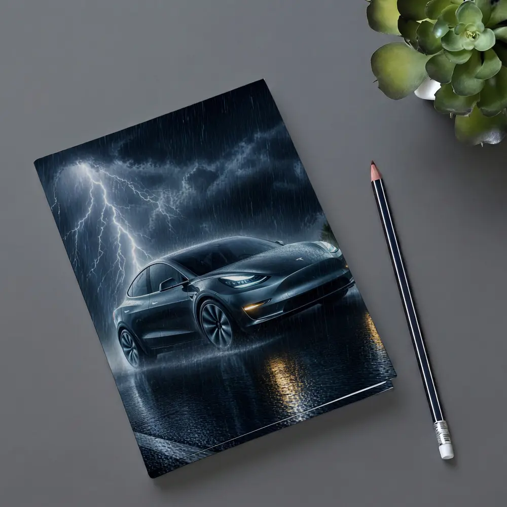 Tesla Model Y Driving Through Lightning Storm – Notebooks