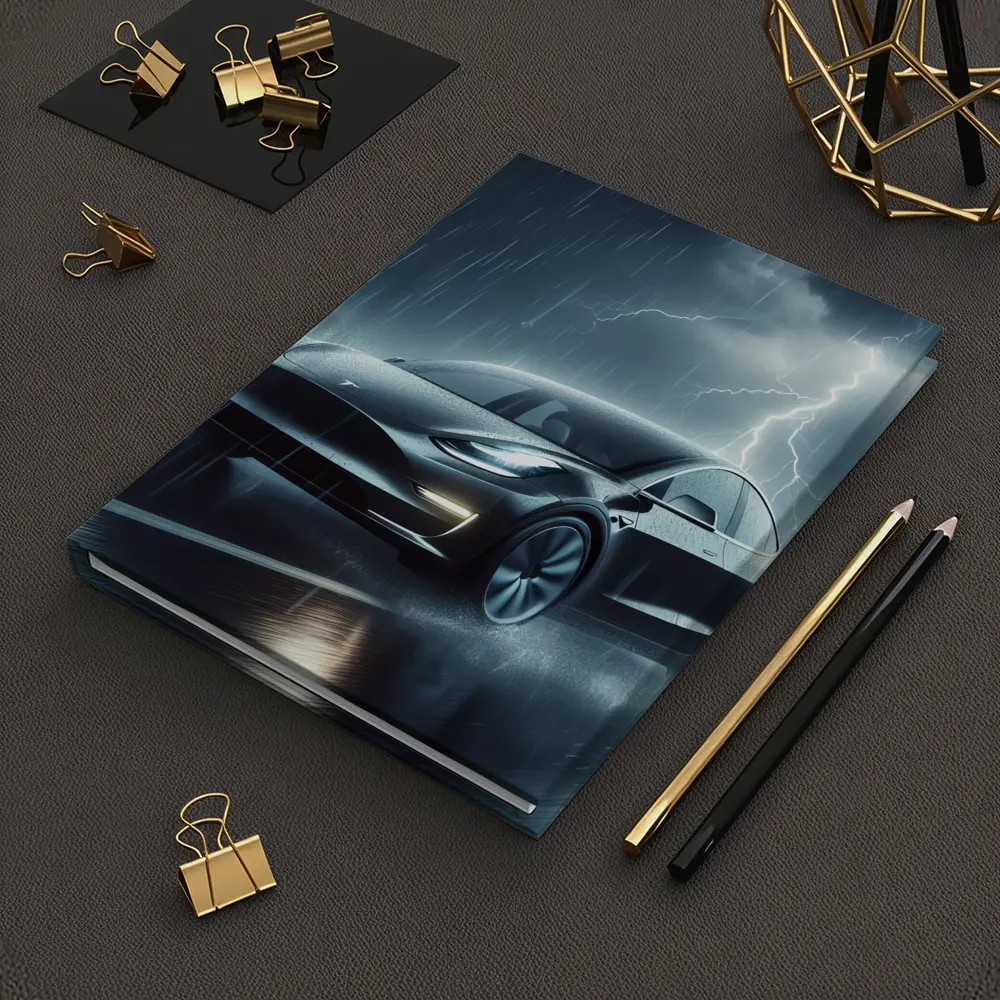 Tesla Model Y in Dark Thunderstorm Rain – Notebooks