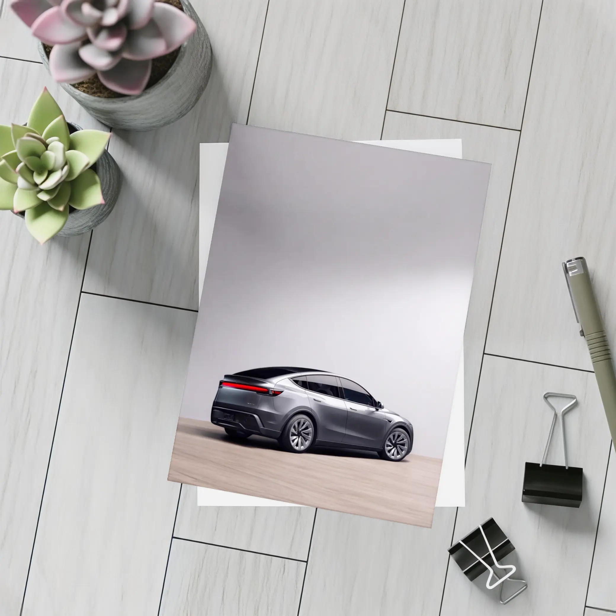 Tesla Model Y Gray Studio Background – Postcards