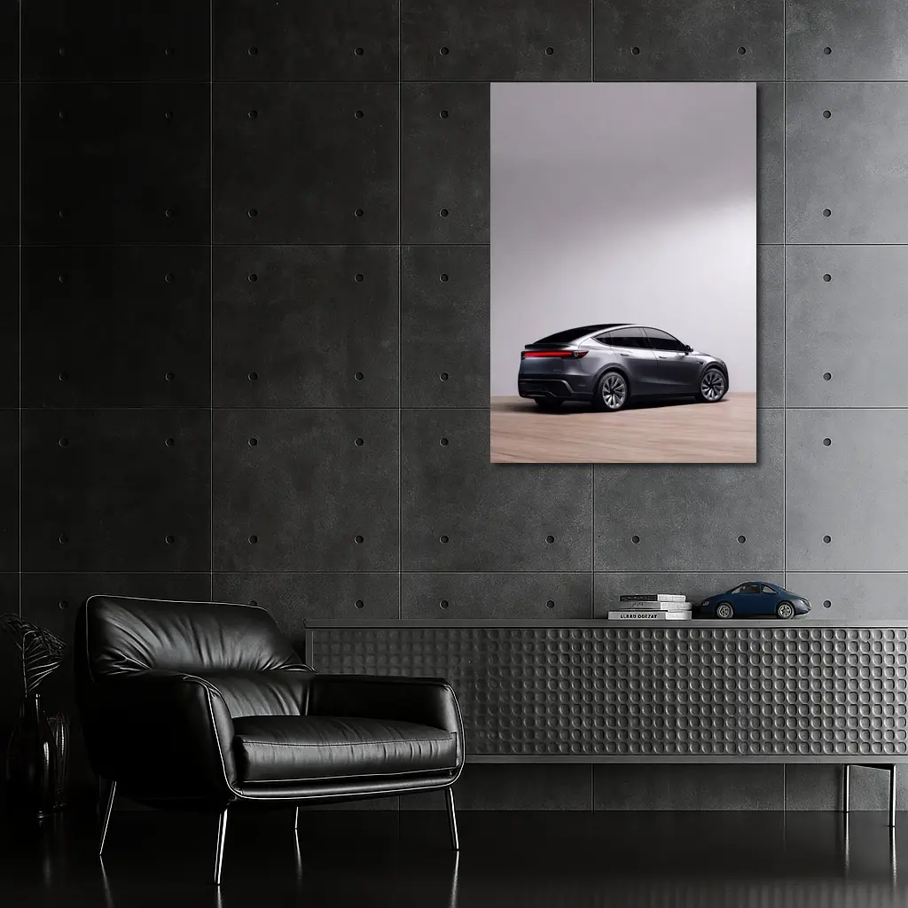 Tesla Model Y Gray Studio Background – Wall Art