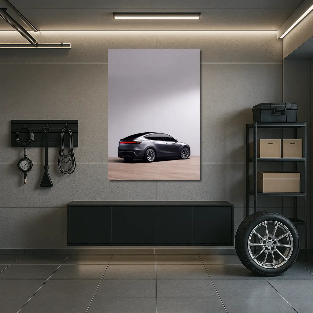 Tesla Model Y Gray Studio Background – Wall Art