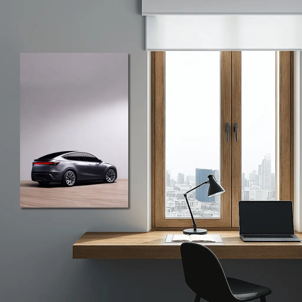 Tesla Model Y Gray Studio Background – Wall Art