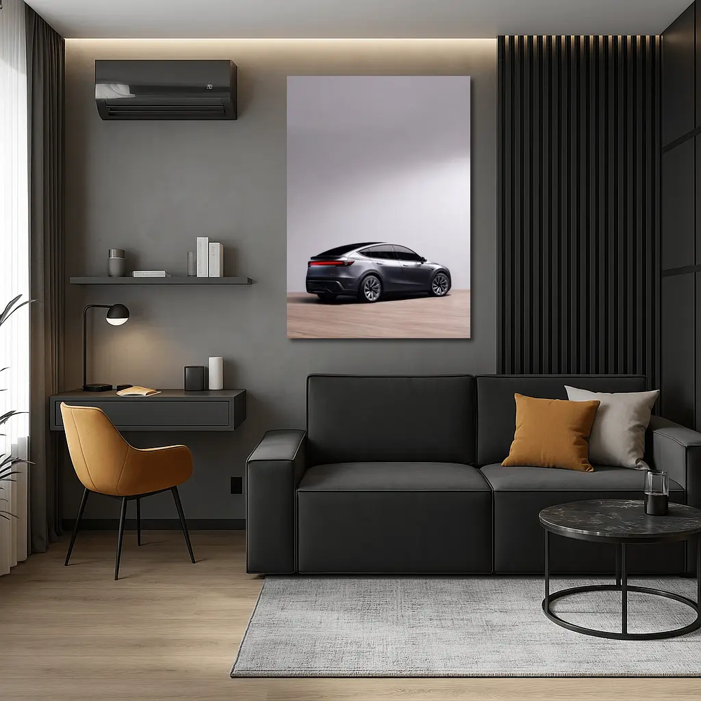 Tesla Model Y Gray Studio Background – Wall Art