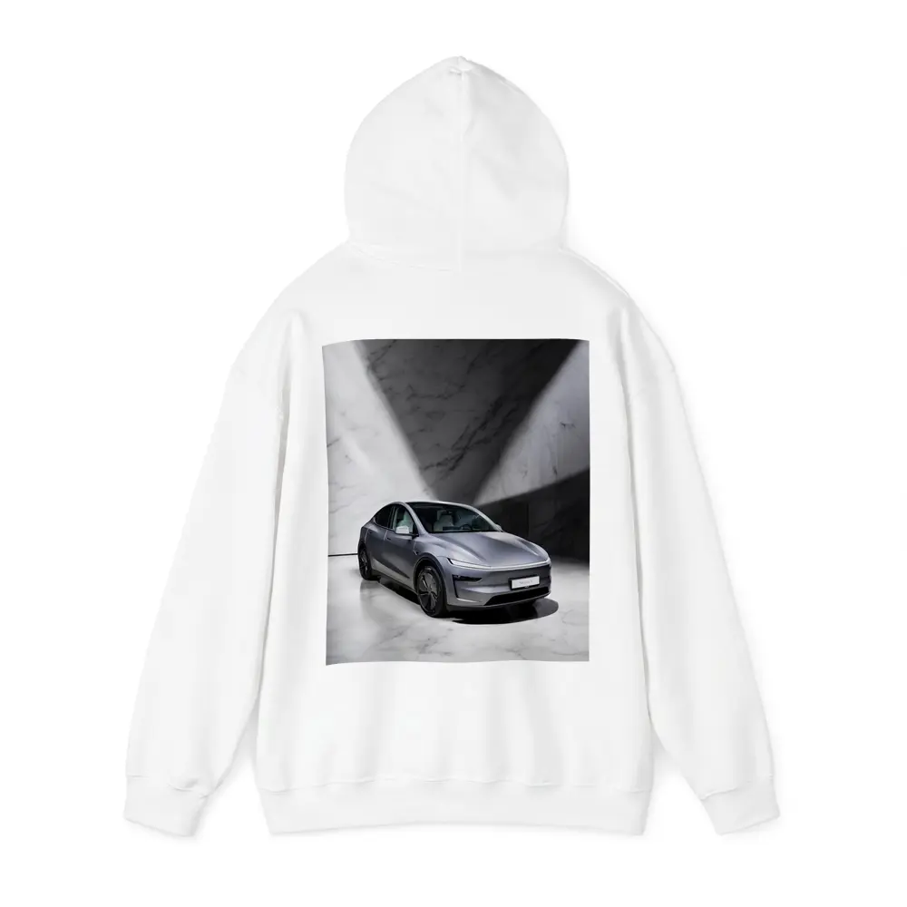 Tesla Model Y Silver Marble Studio Setting – Hoodies