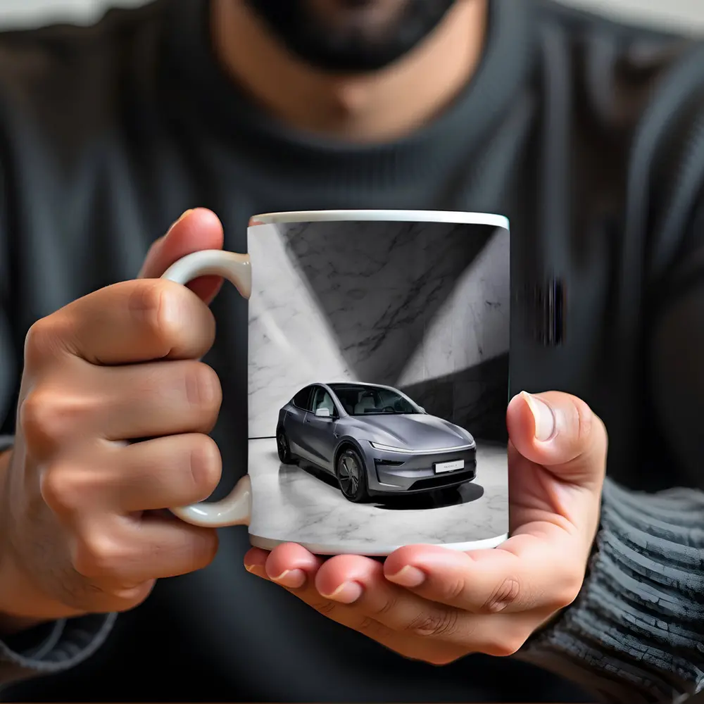 Tesla Model Y Silver Marble Studio Setting – Mugs