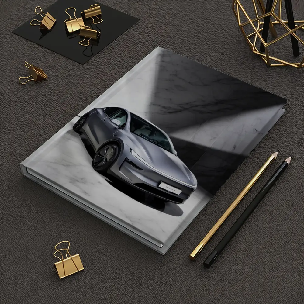 Tesla Model Y Silver Marble Studio Setting – Notebooks