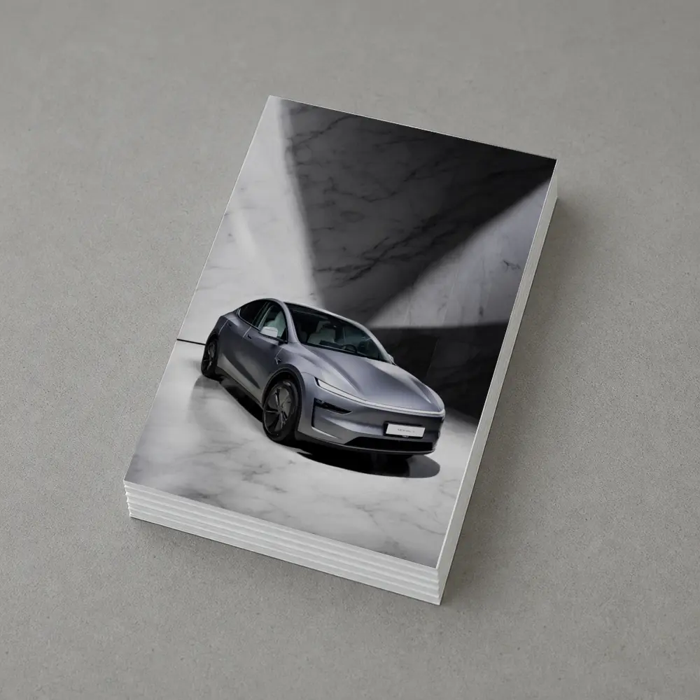 Tesla Model Y Silver Marble Studio Setting – Postcards