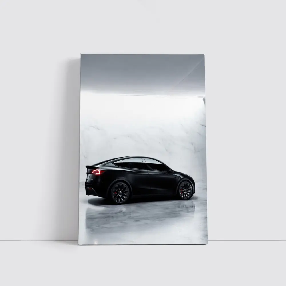 Tesla Model Y Black Matte Marble Studio – Wall Art