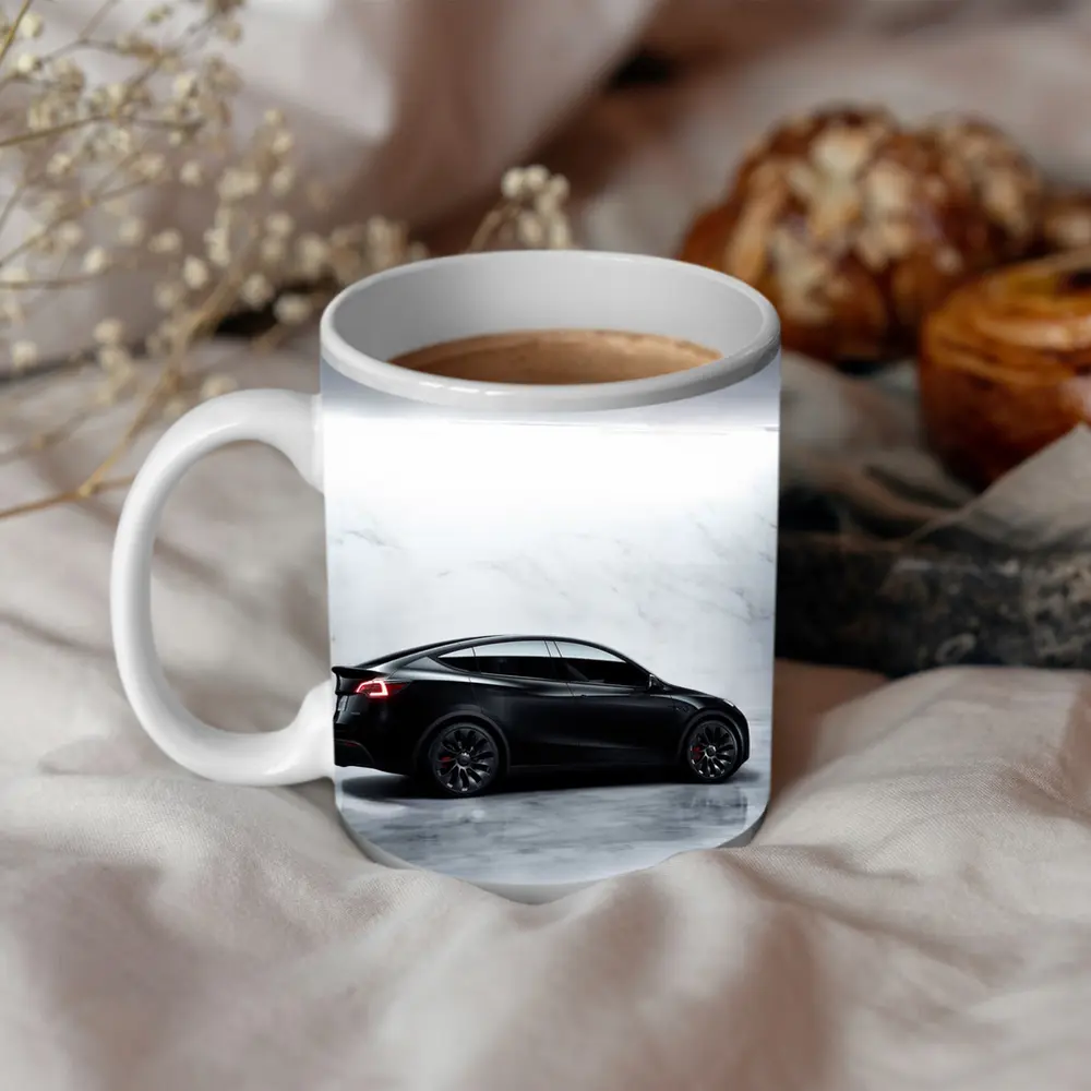 Tesla Model Y Black Matte Marble Studio – Mugs