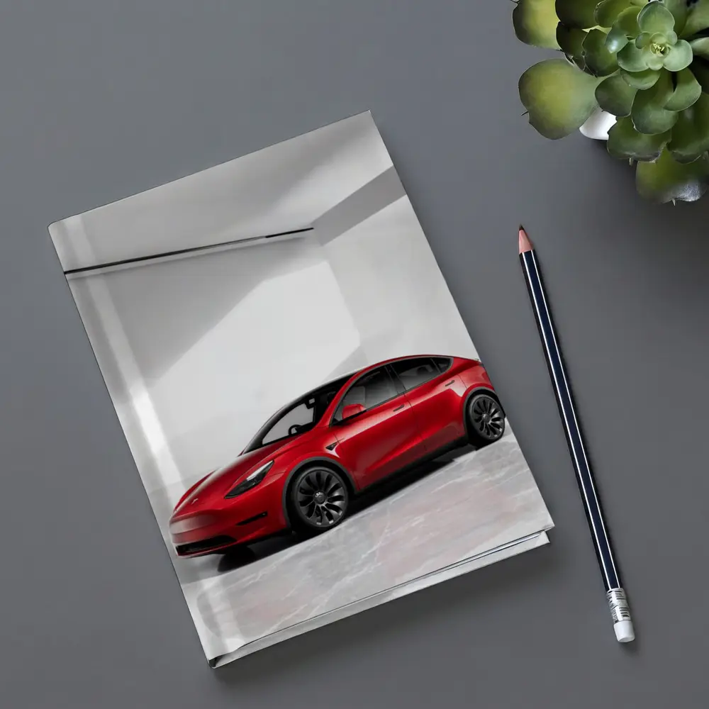 Tesla Model Y Red Car White Studio – Notebooks