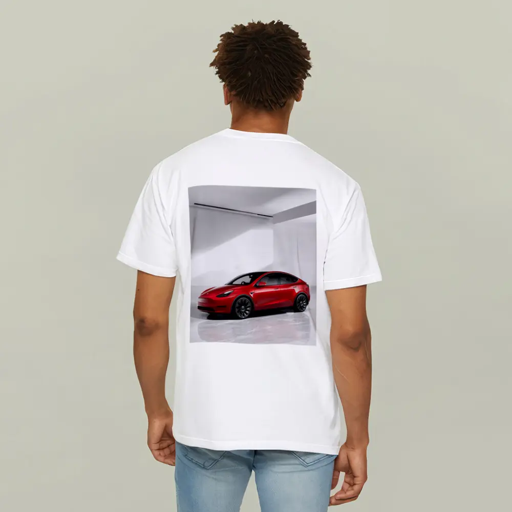 Tesla Model Y Red Car White Studio – T-Shirts