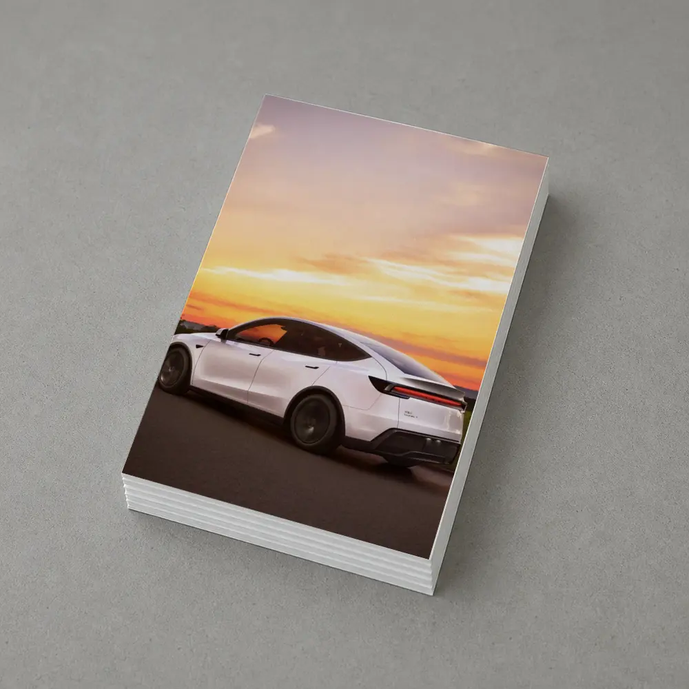 Tesla Model Y White Car Sunset Sky – Postcards