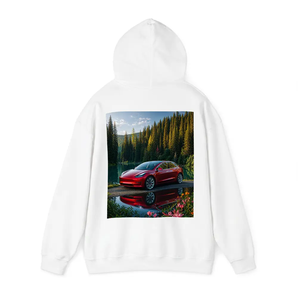 Red Tesla Model 3 by Forest Lake – Hoodies
