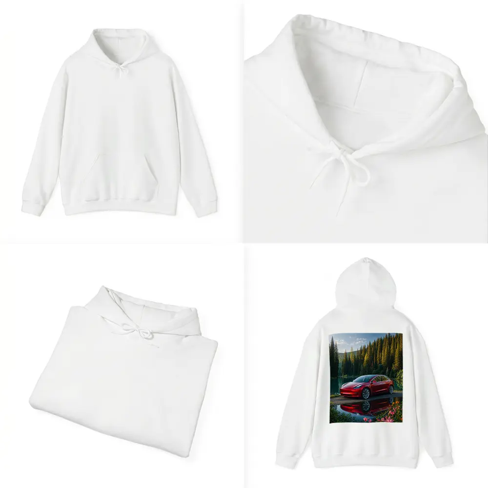 Red Tesla Model 3 by Forest Lake – Hoodies