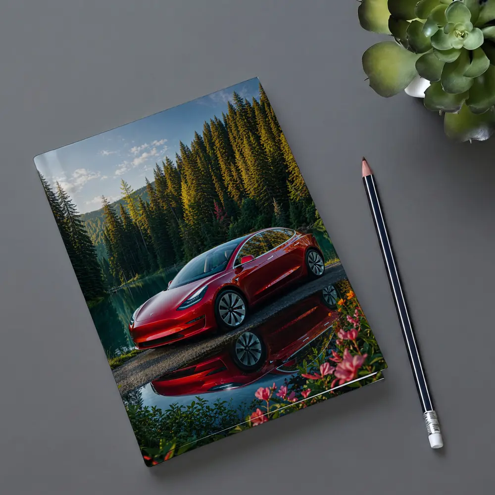 Red Tesla Model 3 by Forest Lake – Notebooks