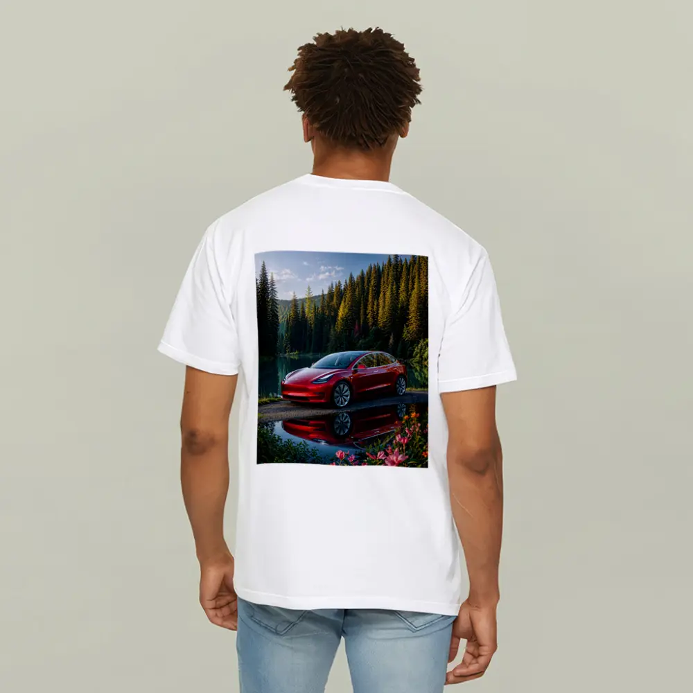 Red Tesla Model 3 by Forest Lake – T-Shirts