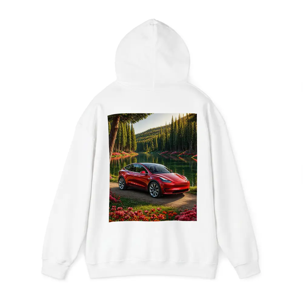 Red Tesla Model Y By Forest Lake – Hoodies
