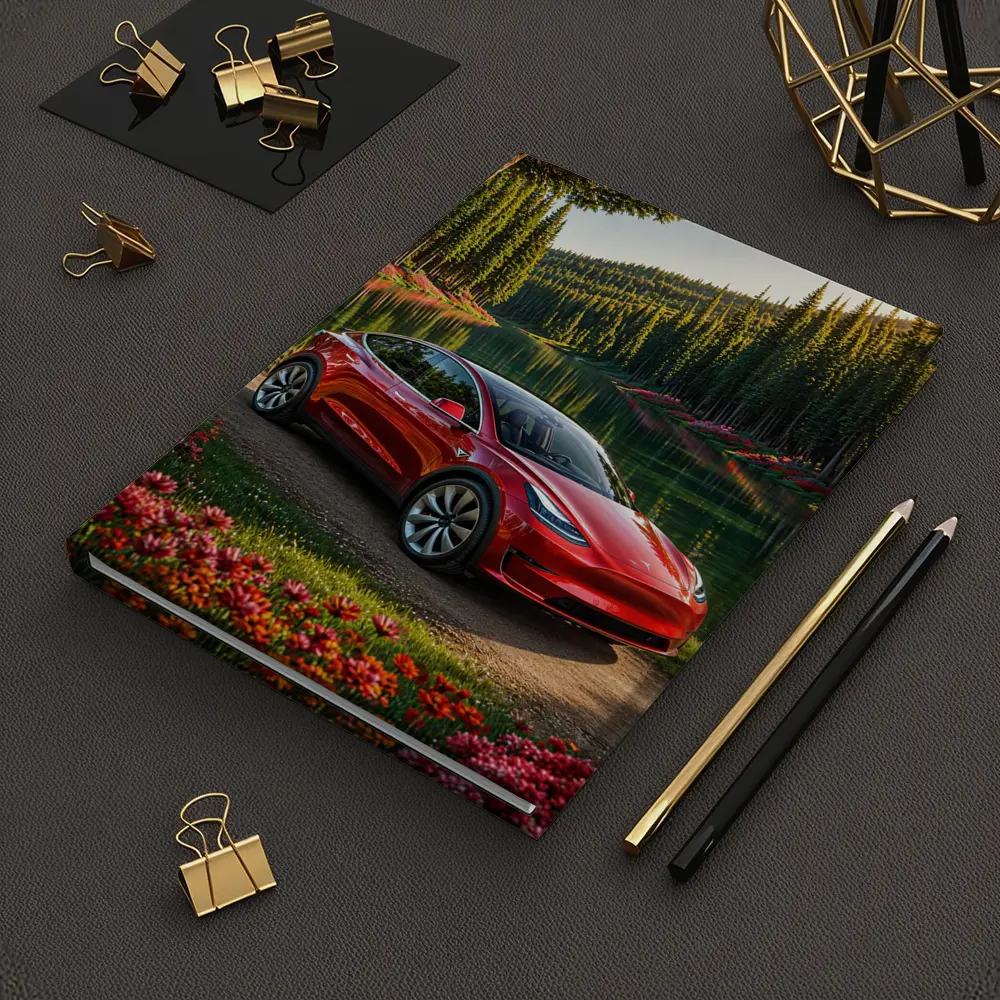 Red Tesla Model Y By Forest Lake – Notebooks
