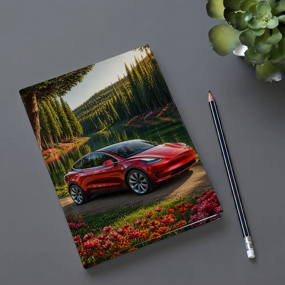 Red Tesla Model Y By Forest Lake – Notebooks