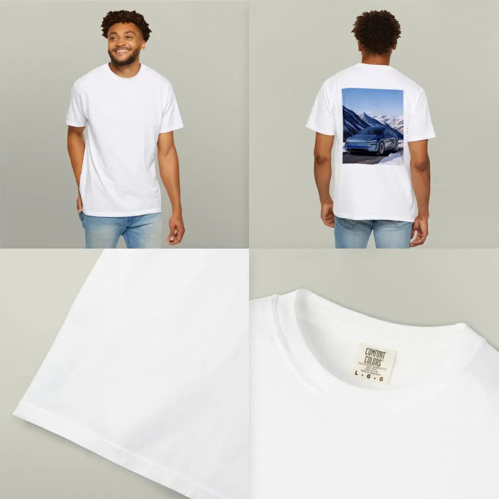 Tesla Model Y Blue Snowy Mountain Road – T-Shirts
